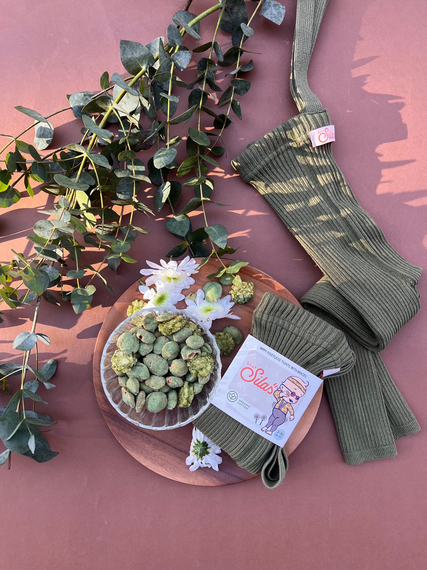 Hippy Footless Tights With Braces - Olive [SILLY Silas]