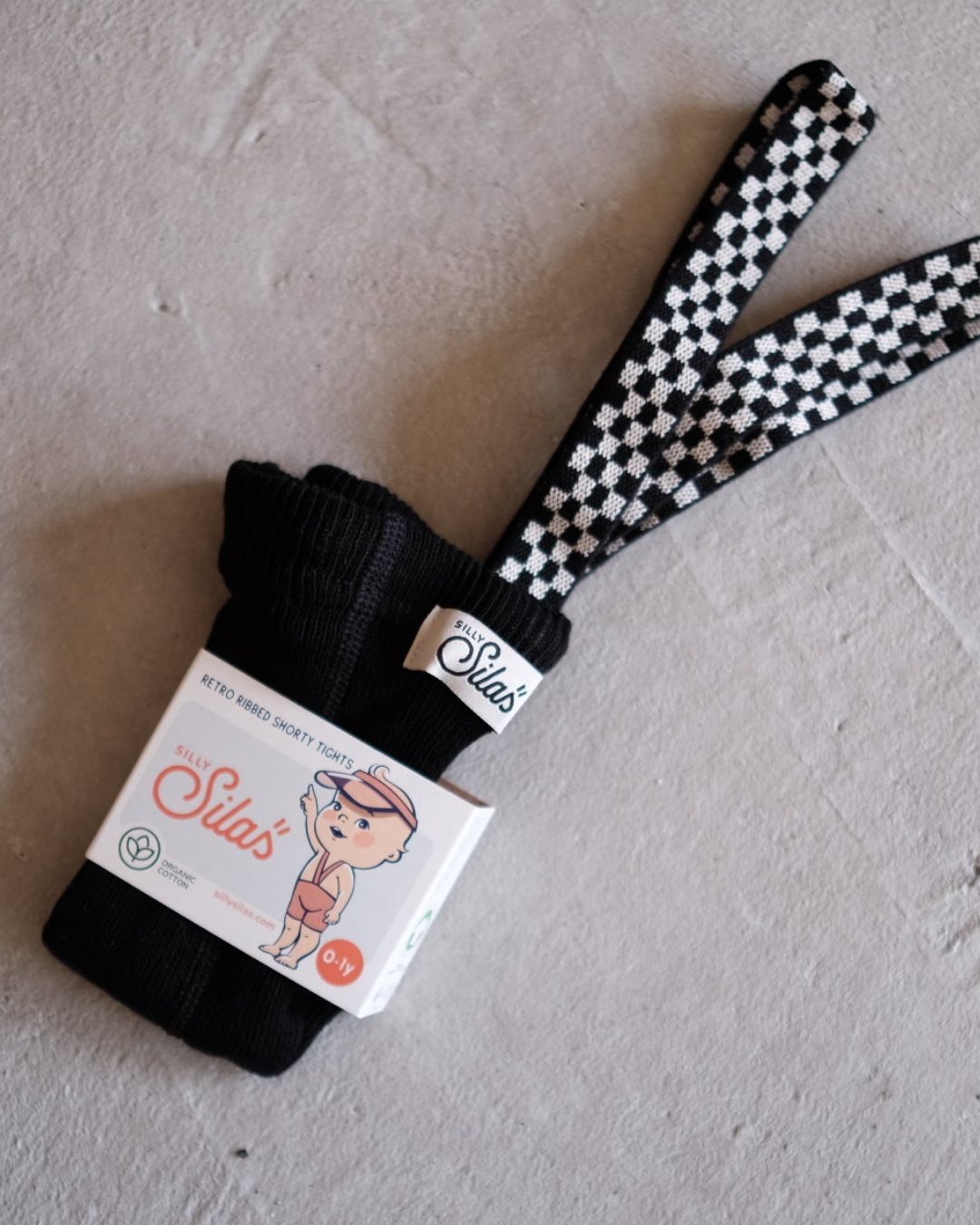Retro Ribbed Shorty Tights - Classic Black Checked [SILLY Silas]