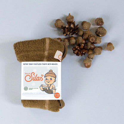 Retro Teddy Footless Tights With Braces - Acorn Brown [SILLY Silas]
