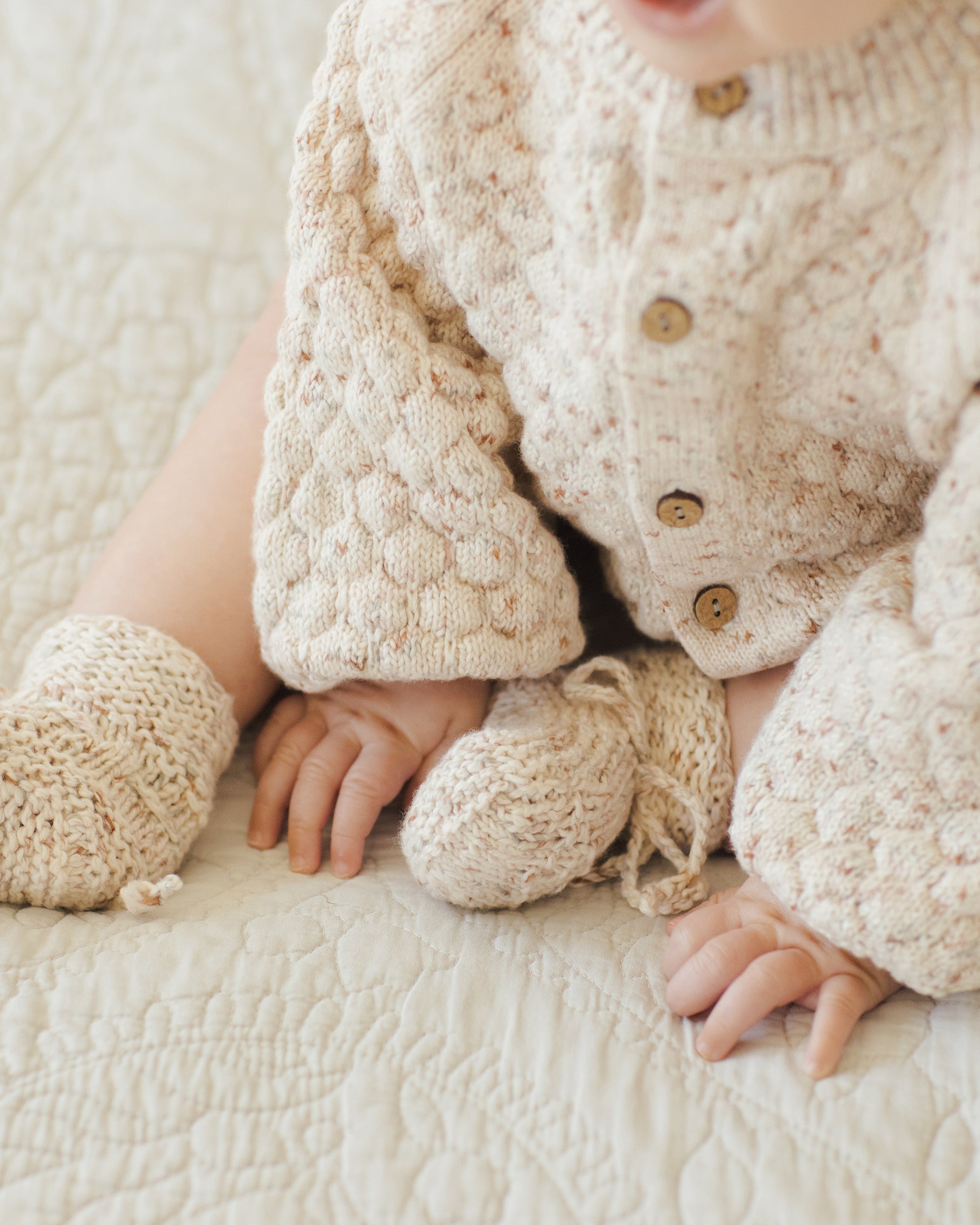 BUBBLE KNIT CARDIGAN - NATURAL CONFETTI [QUINCY MAE] (25AW) Drop1