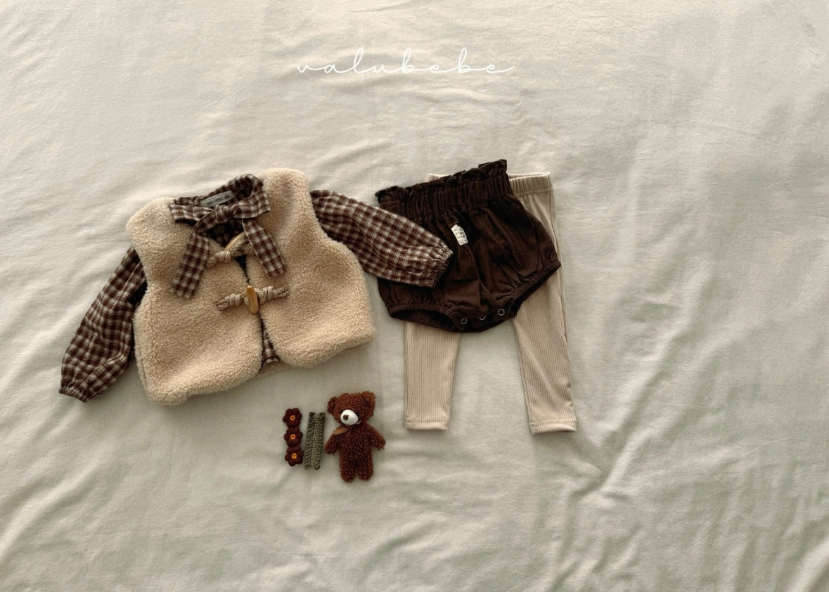 check ribbon blouse