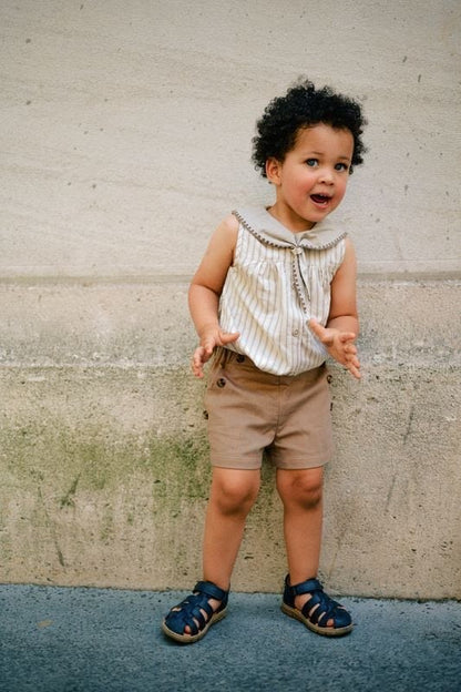 Blouse TRUDAINE - Beige large stripes [Maison Marelle](25SS DROP2)