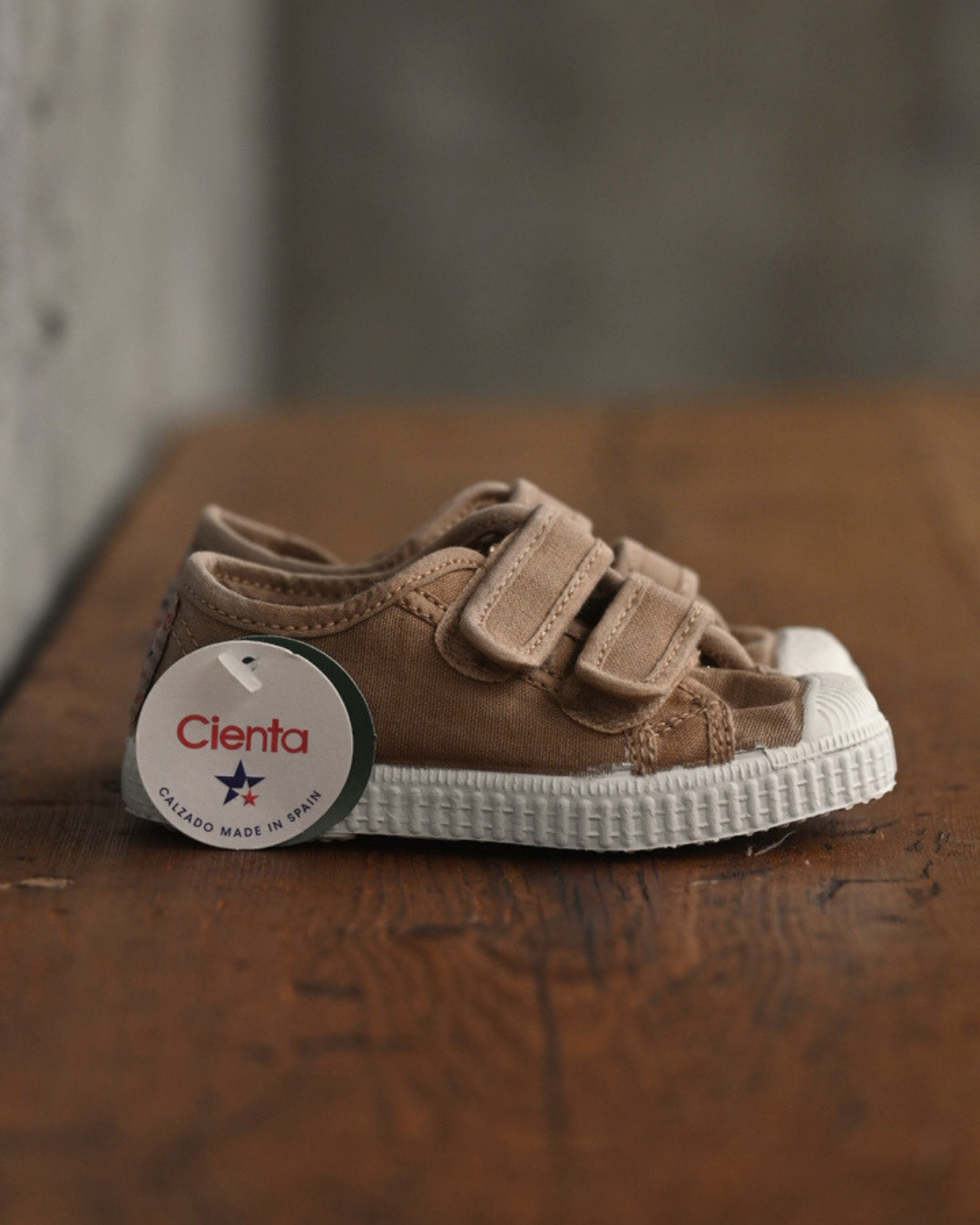Velcro Double Strap Shoes - Beige