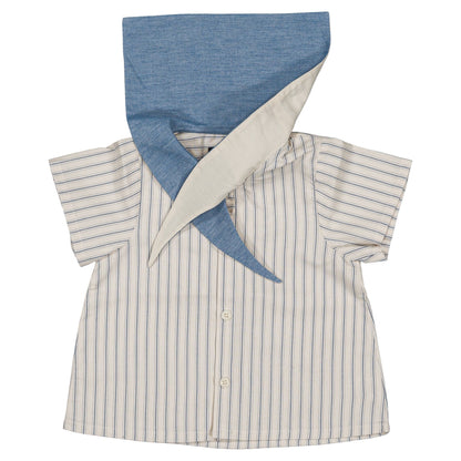 Shirt MONGE- blue large stripes [Maison Marelle](25SS DROP2)