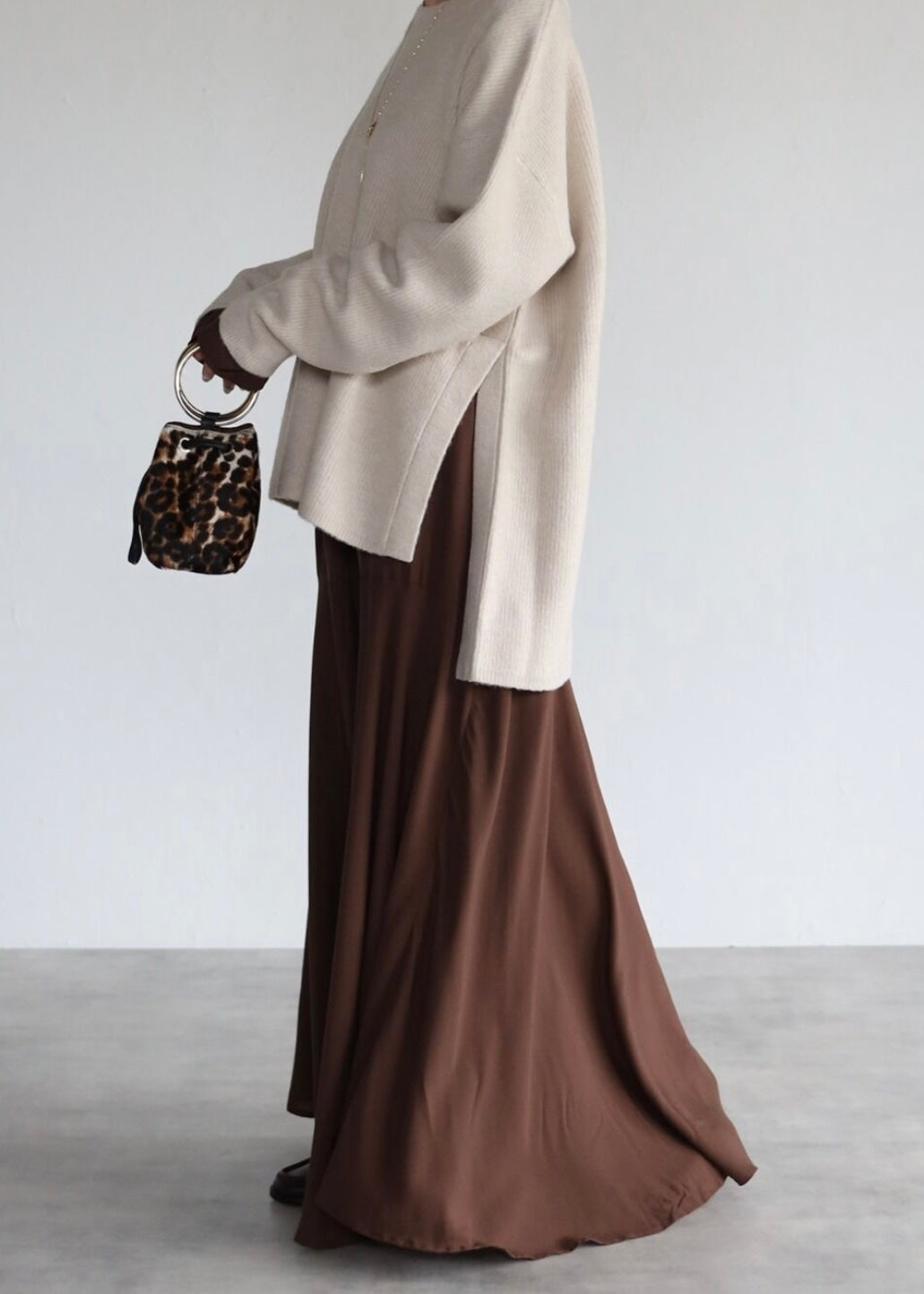 flare long onepiece / brown