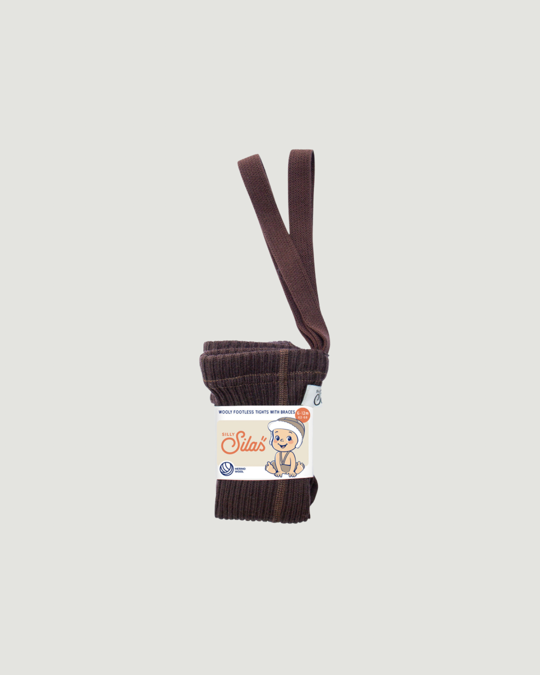 Retro Wooly Footless Tights With Braces - Espresso Brown [SILLY Silas](26AW)