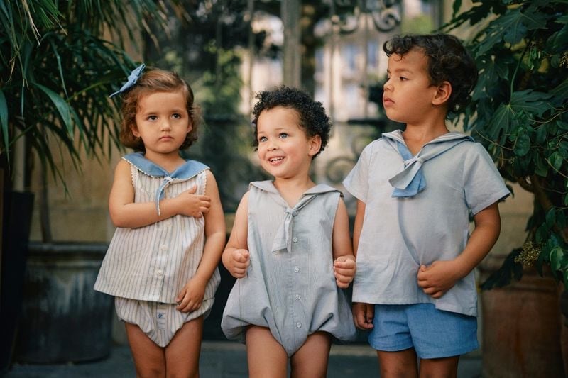 Romper VIGNY - blue fine stripes [Maison Marelle](25SS DROP2)