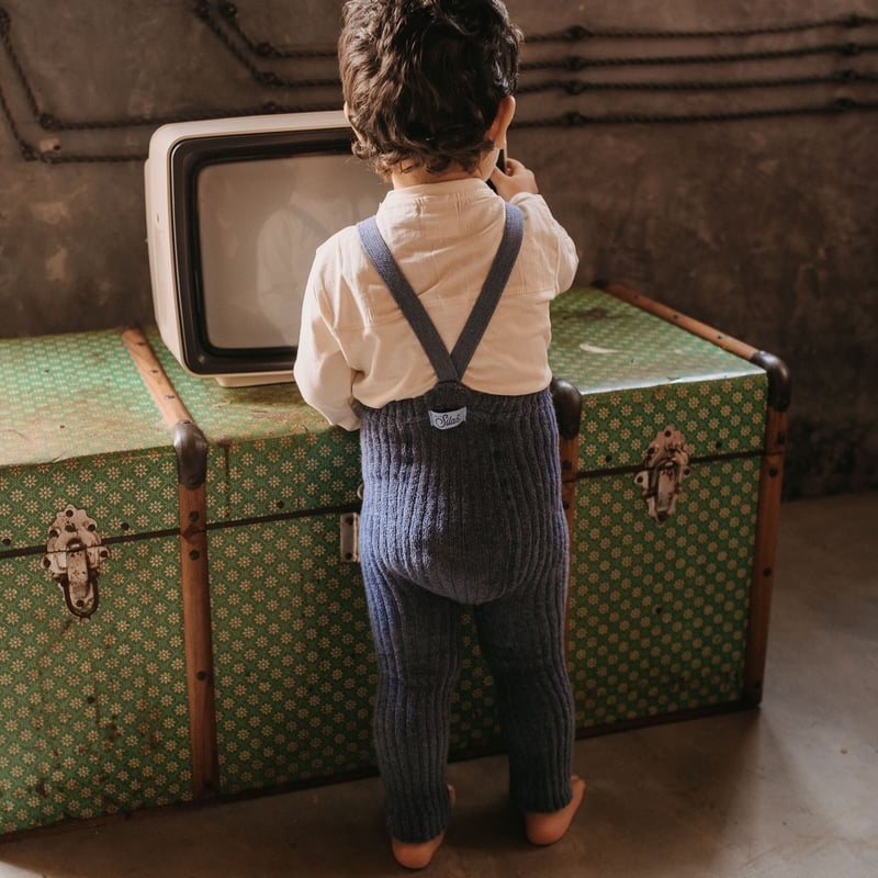 Granny Teddy Footless Tights With Braces - Steel Blue [SILLY Silas]