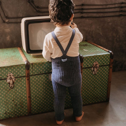 Granny Teddy Footless Tights With Braces - Steel Blue [SILLY Silas]