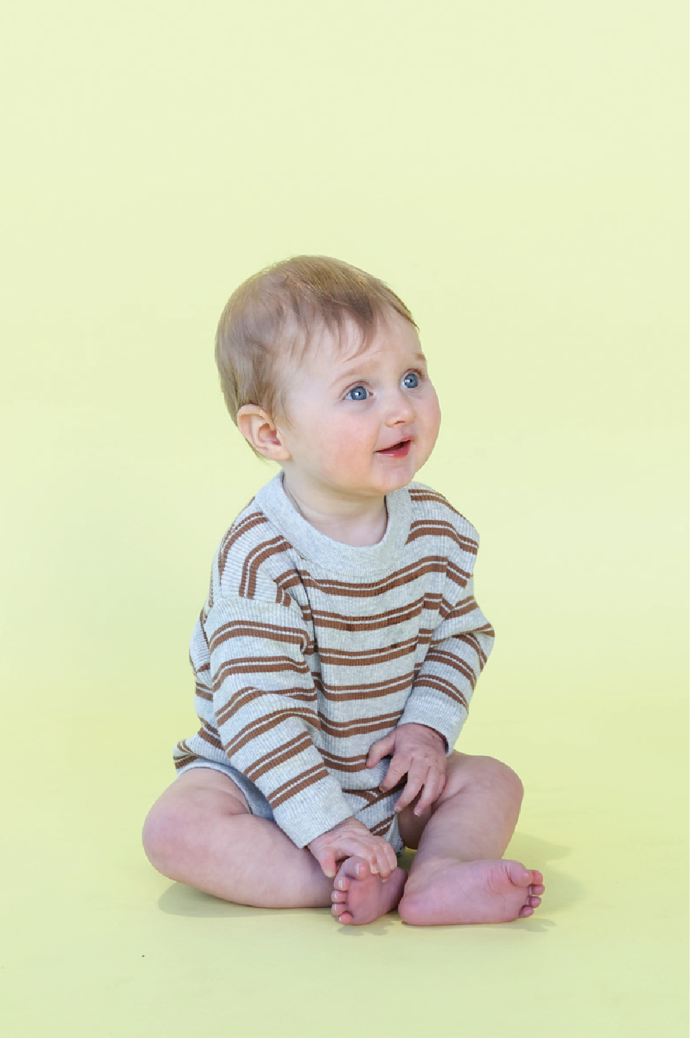 Ribbed Stripe Romper - Grey Marl / Brownie [GROWN] (25SS)