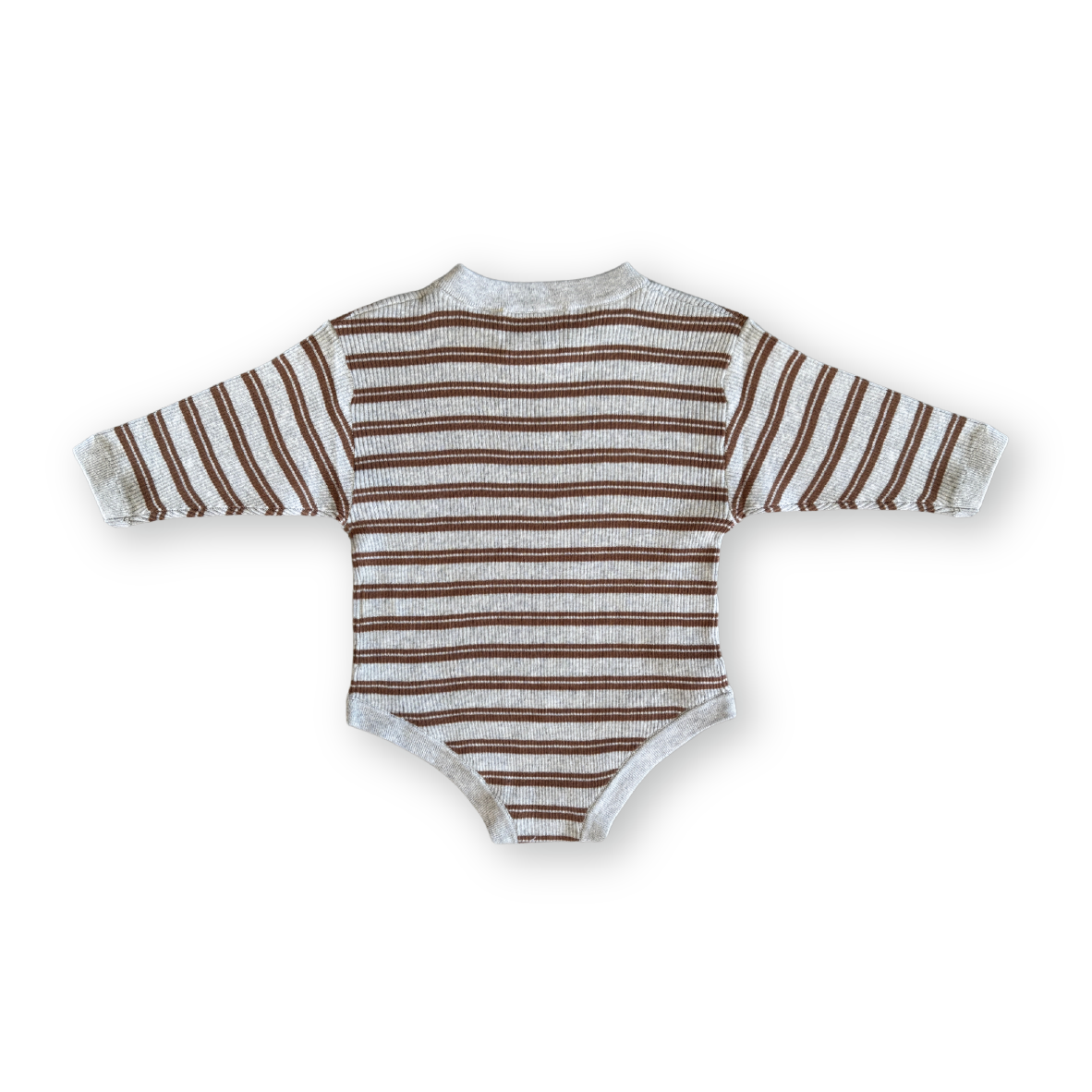 Ribbed Stripe Romper - Grey Marl / Brownie [GROWN] (25SS)
