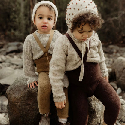 Retro Teddy Footless Tights With Braces - Acorn Brown [SILLY Silas]