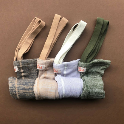 Retro Ribbed Footless Tights - Creamy Olive
