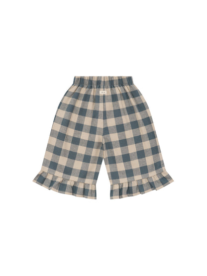 Fog Blue Gingham Frill Culottes [Organic Zoo](26AW)drop1