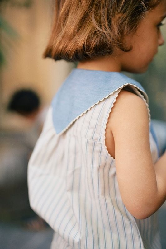 【オーダー会】 Blouse TRUDAINE- blue large stripes [Maison Marelle](25SS DROP2)