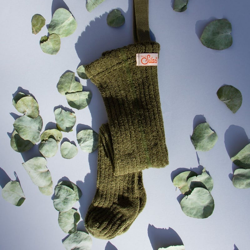 Granny Teddy Footed Tights With Braces - Olive [SILLY Silas]