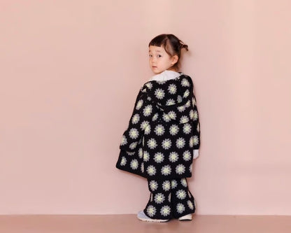 crochet pants - black×lime