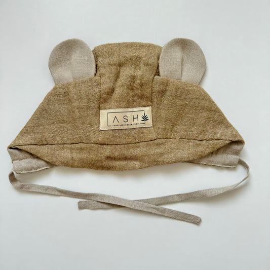 WOOL BEAR BRIM BONNET - TUNDRA (NEUTRAL EAR)