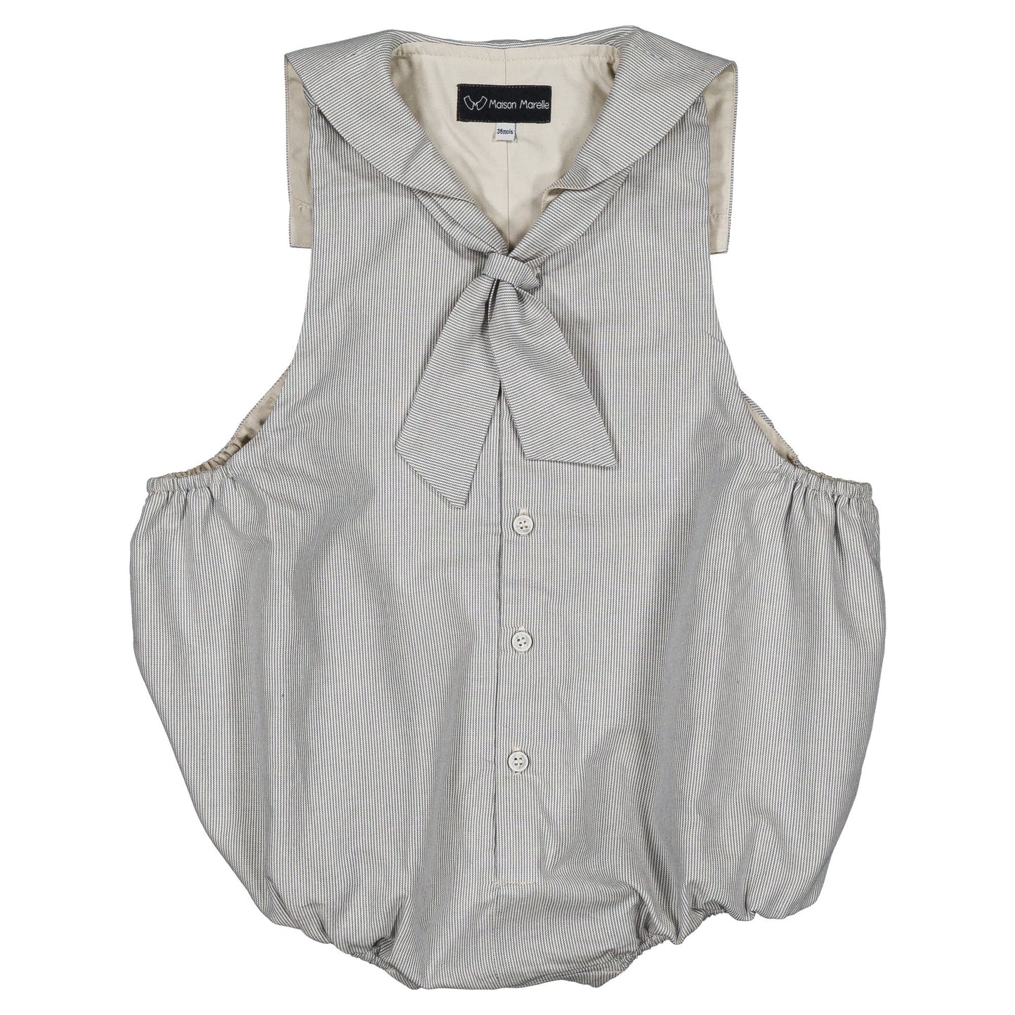 Romper VIGNY - blue fine stripes [Maison Marelle](25SS DROP2)