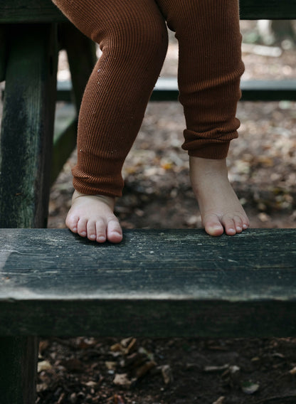 Retro Ribbed Footless Tights  - Cinnamon [SILLY Silas]