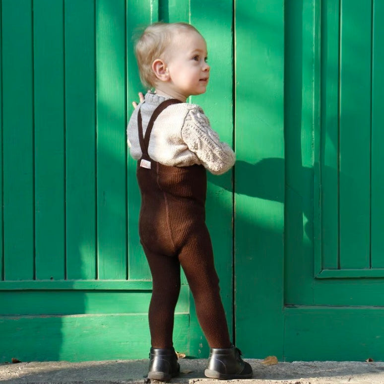 Retro Ribbed Footed Tights - Chocolate Brown [SILLY Silas]
