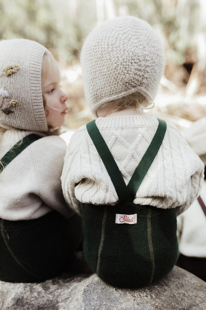 Retro Teddy Footed Tights With Braces - Dark Forest Green [SILLY Silas]