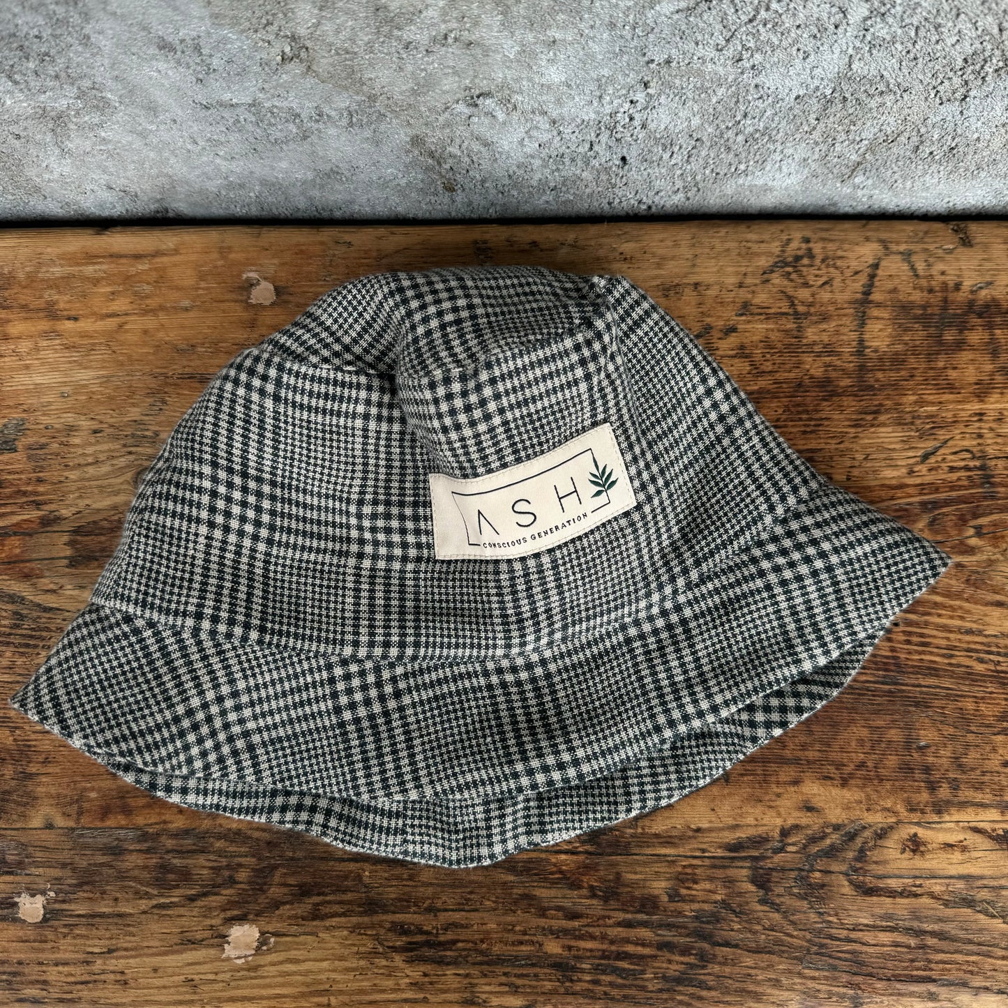 SUN HAT / glencheck (no ear / straight) [ASH GENERATION]