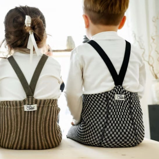 Retro Ribbed Footless Tights - Black × White Checked