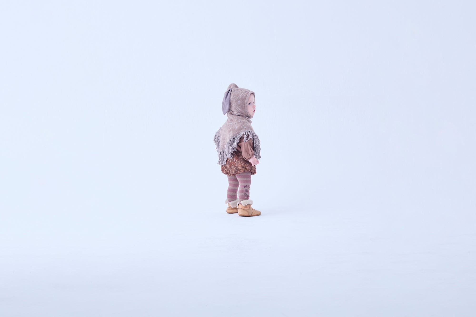 Snow Jacquard Bunny Bonnet - Brown [eLfinFolk ] (25AW•Drop2)