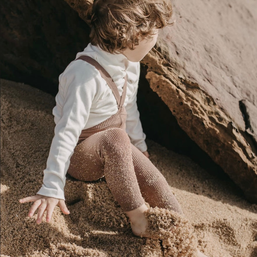 Retro Ribbed Footless Tights - Granola [SILLY Silas]