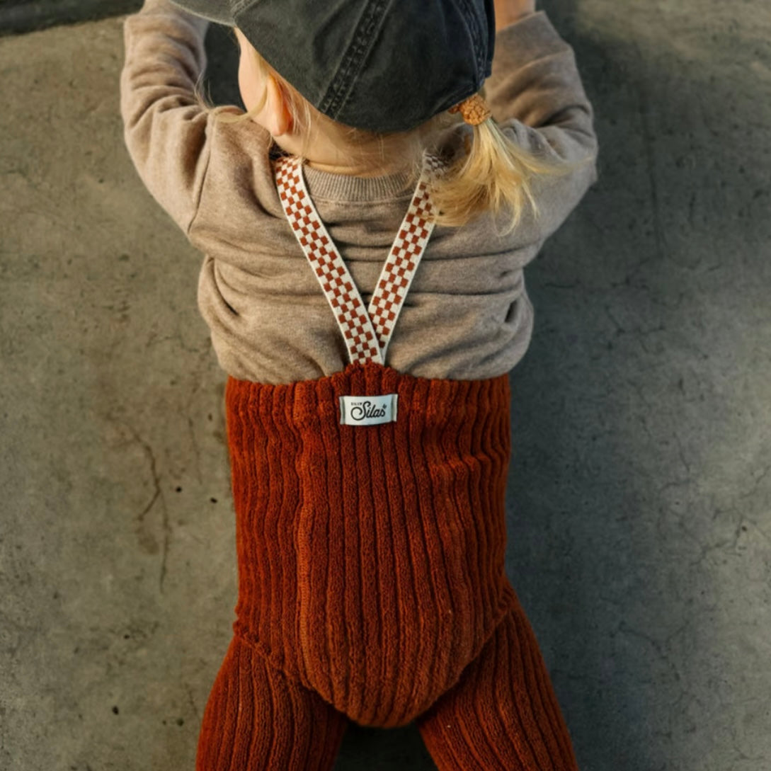 Granny Teddy Footless Tights With Braces - Cinnamon Checked [SILLY Silas]