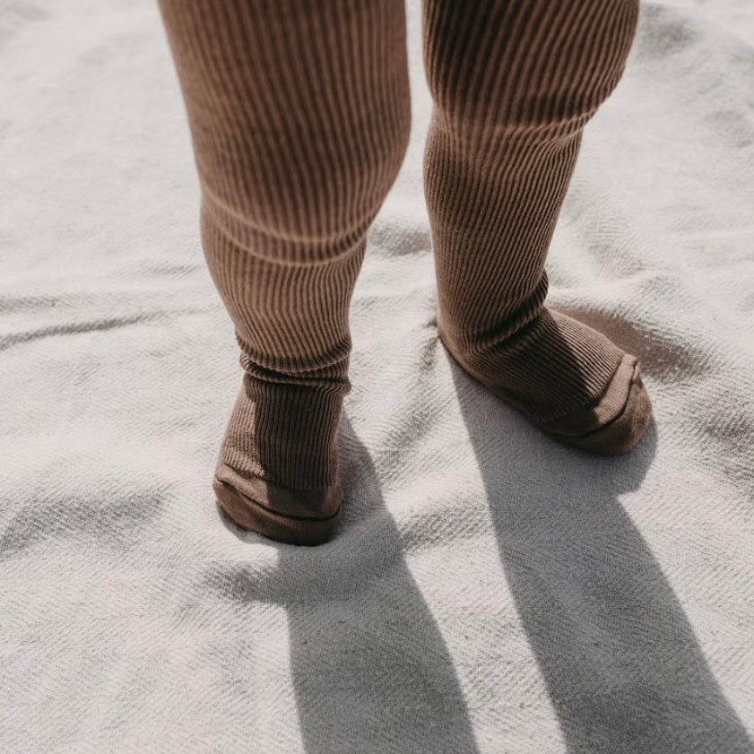 Retro Ribbed Footed Tights - Granola [SILLY Silas]