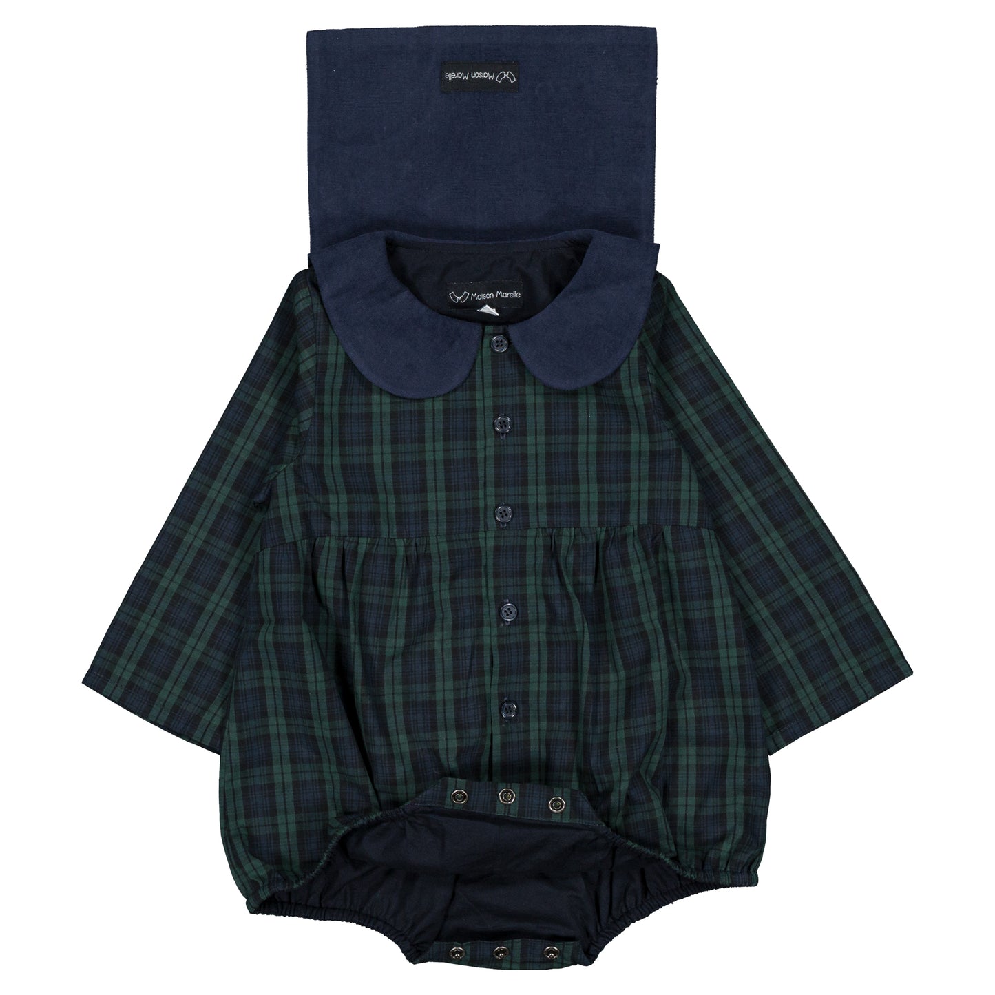 【オーダー会】 Romper BAC - tartan green& blue [Maison Marelle](25AW Drop1) 【2025年12月中旬以降発送予定】