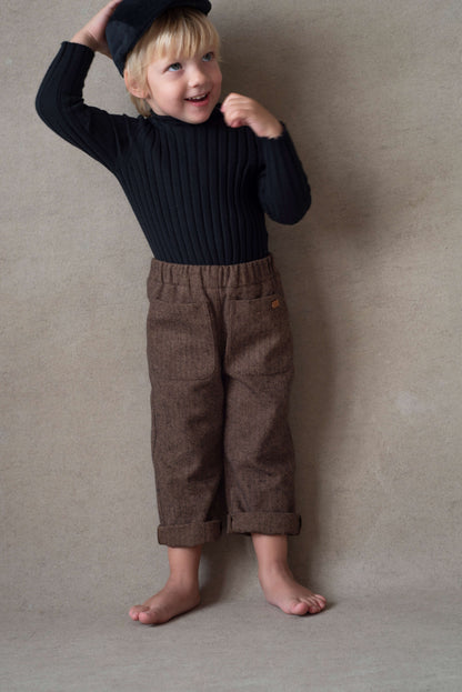 chino trousers (Mod.37.2) Brown micro-herringbone [Popelin](25AW)