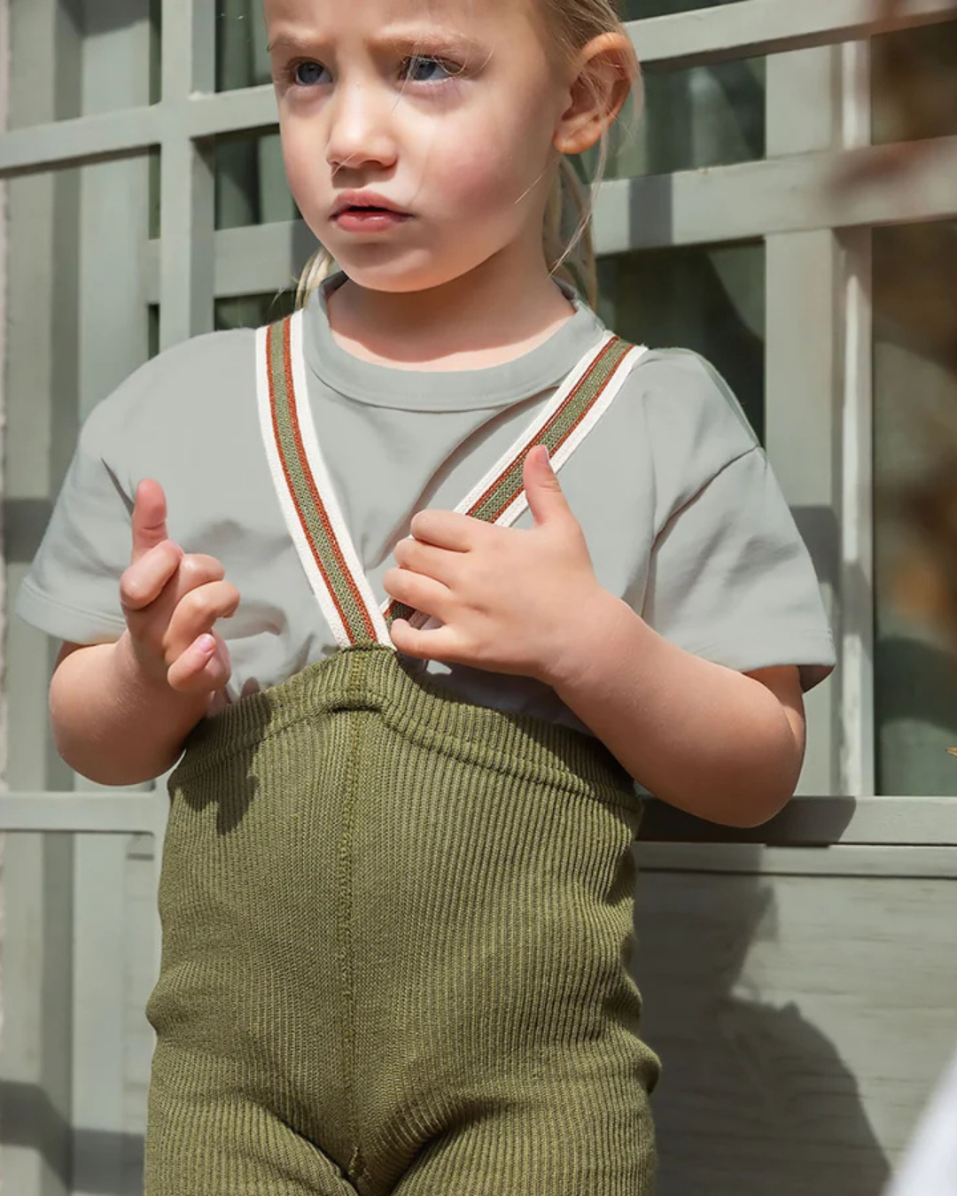 Retro Ribbed Shorty Tights - Olive Striped [SILLY Silas]