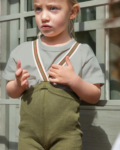 Retro Ribbed Shorty Tights - Olive Striped [SILLY Silas]