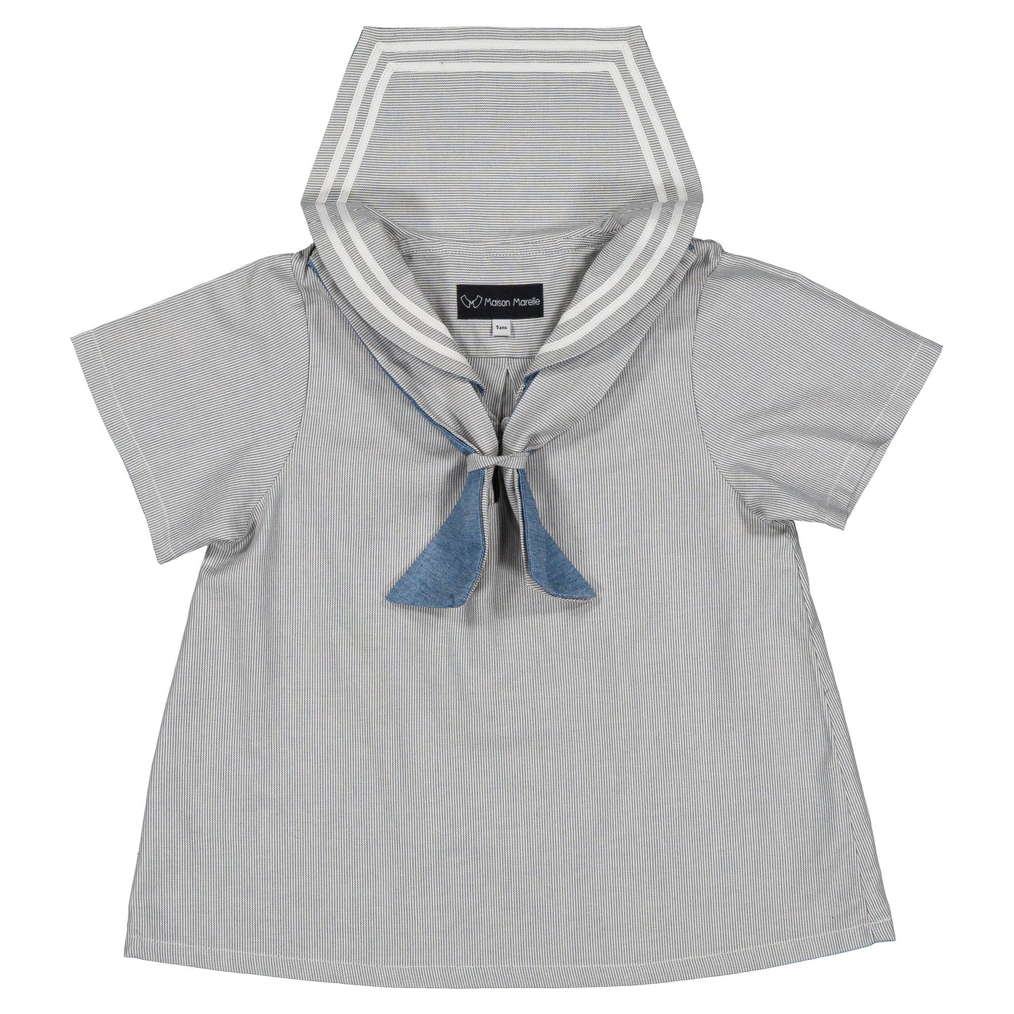 blouse MAHON -blue fine stripes [Maison Marelle](25SS DROP2)
