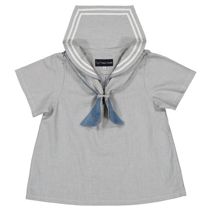 blouse MAHON -blue fine stripes [Maison Marelle](25SS DROP2)