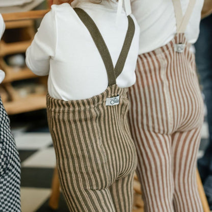 Retro Ribbed Footless Tights - Granola × Cream Striped