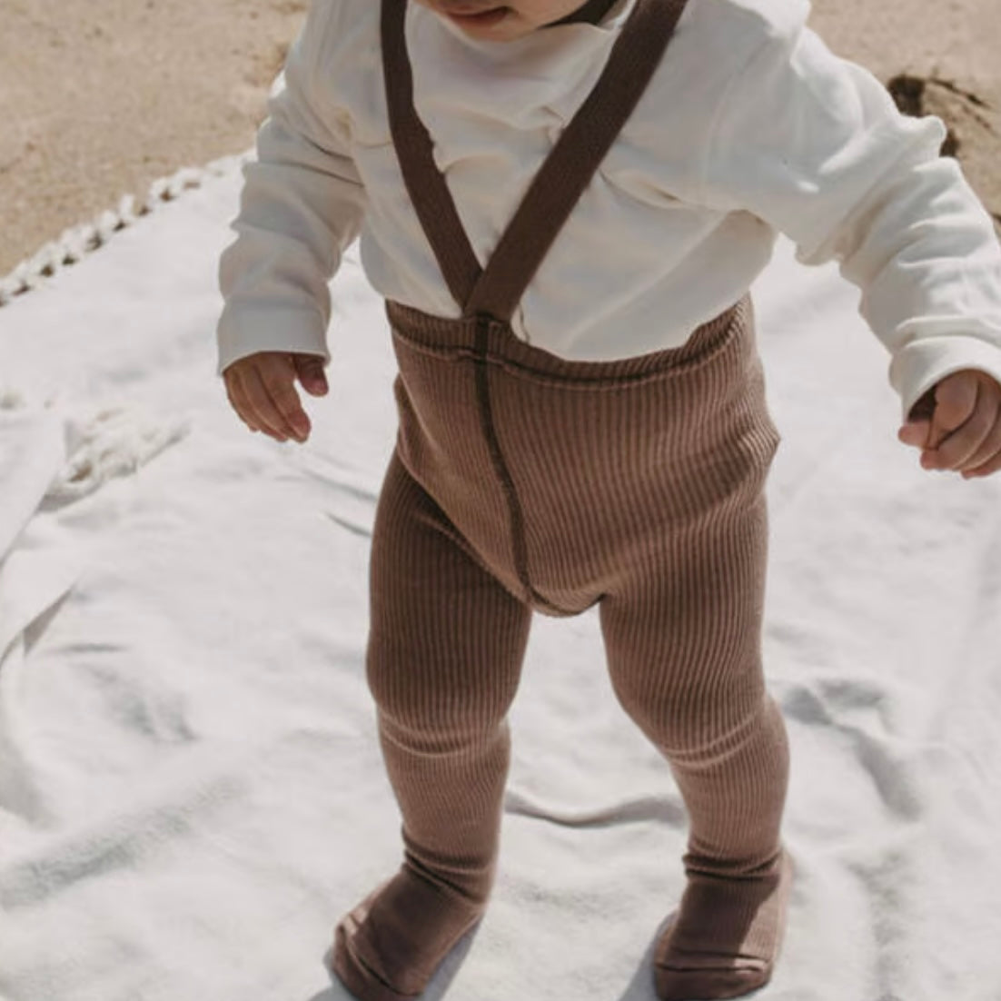 Retro Ribbed Footed Tights - Granola [SILLY Silas]