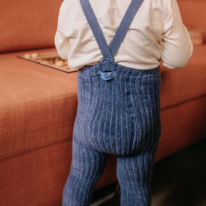 Granny Teddy Footless Tights With Braces - Steel Blue [SILLY Silas]