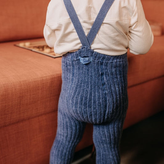 Granny Teddy Footless Tights With Braces - Steel Blue [SILLY Silas]