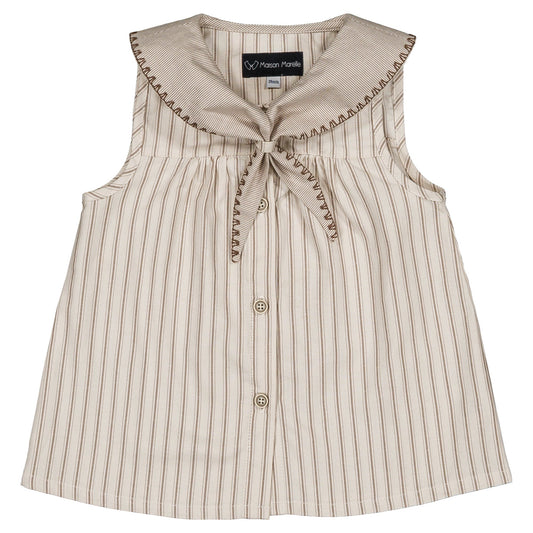 【オーダー会】 Blouse TRUDAINE - Beige large stripes [Maison Marelle](25SS DROP2)