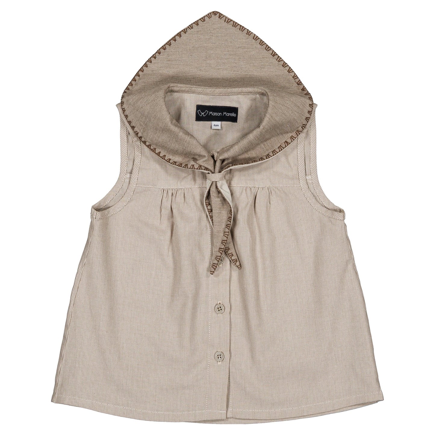 Blouse TRUDAINE- beige fine stripes [Maison Marelle](25SS DROP2)