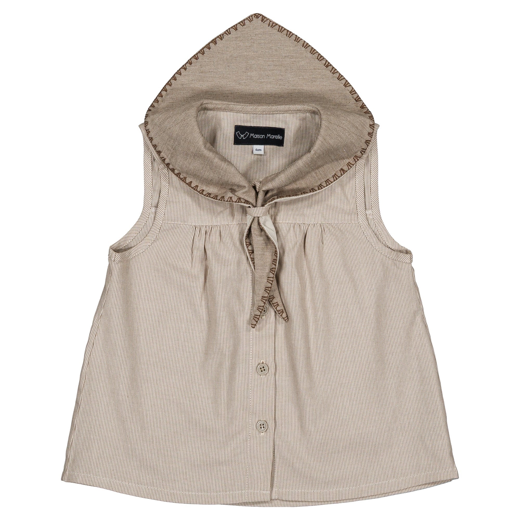 Blouse TRUDAINE- beige fine stripes [Maison Marelle](25SS DROP2)