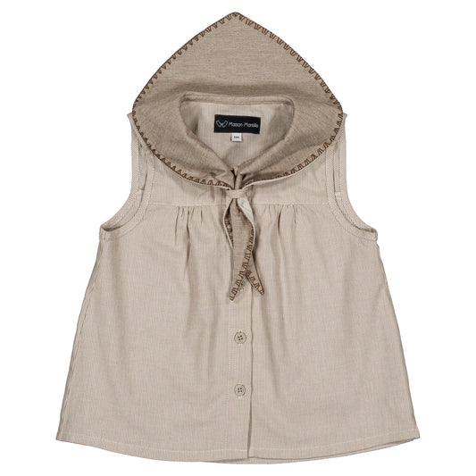【オーダー会】 Blouse TRUDAINE- beige fine stripes [Maison Marelle](25SS DROP2)