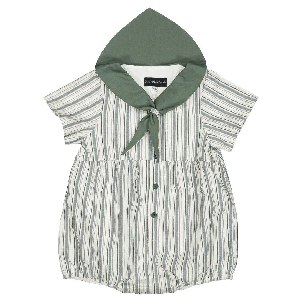 Maison Marelle ロンパース 24m グリーン 26ss 海外子供服 Romper ROI - forest green stripes [Maison Marelle] (26SS) – anoko.