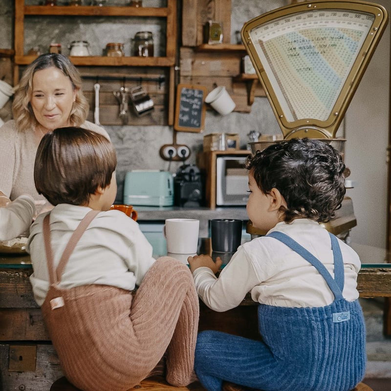 Granny Teddy Footless Tights With Braces - Steel Blue [SILLY Silas]