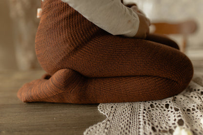 Retro Ribbed Footed Tights - Spicy Chai [SILLY Silas]