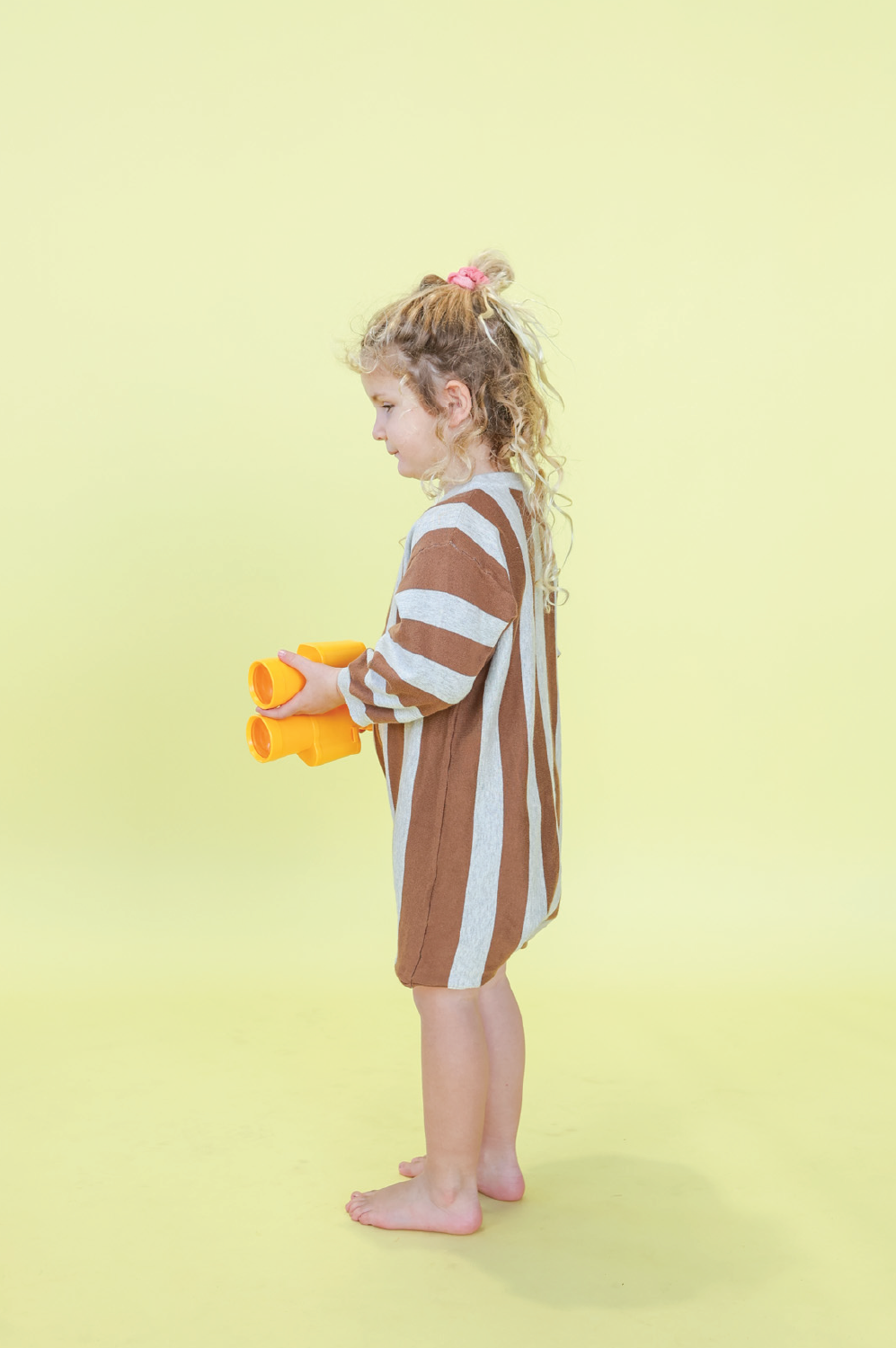 Vertical Stripe Romper - Grey Marle/Brownie [GROWN] (25SS)